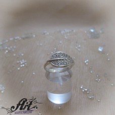 Сребърен дамски пръстен с цирконий "Листо" R-886